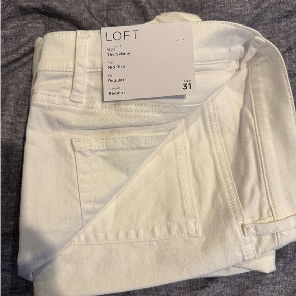 NWT Loft Mid Rise Skinny Jeans in White - Picture 5 of 6